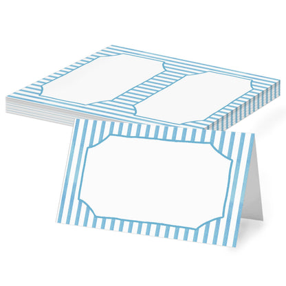 Green Striped Place Cards, Watercolor Tent Cards for Table Settings