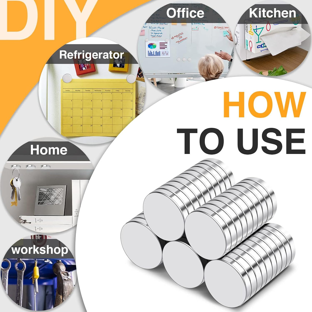 TRYMAG 80Pcs Small Round Magnets, 8x2mm Refrigerator Magnet
