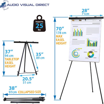 Pack of 4-Lightweight Aluminum Flip-Chart Presentation Easel, Black (4 Pack)