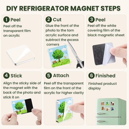 20PCS DIY Rectangle Fridge Magnet Kit,Clear Acrylic Magnets Kit
