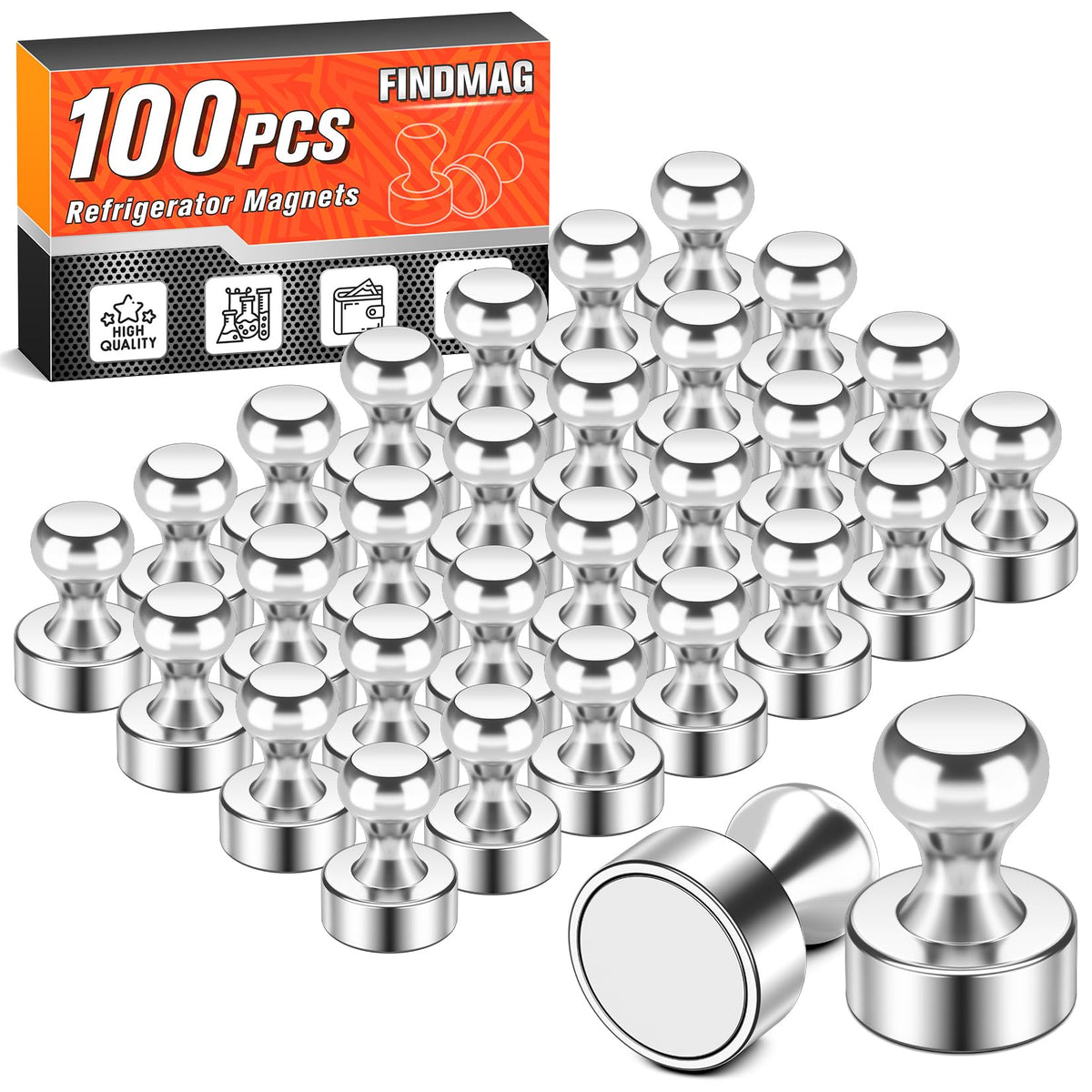 FINDMAG Fridge Magnets, Magnets for Whiteboard, Kitchen, 14 Pack, Colorful