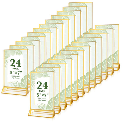 12 Pack Gold Acrylic Sign Holders 4x6 Menu Flyer Holder
