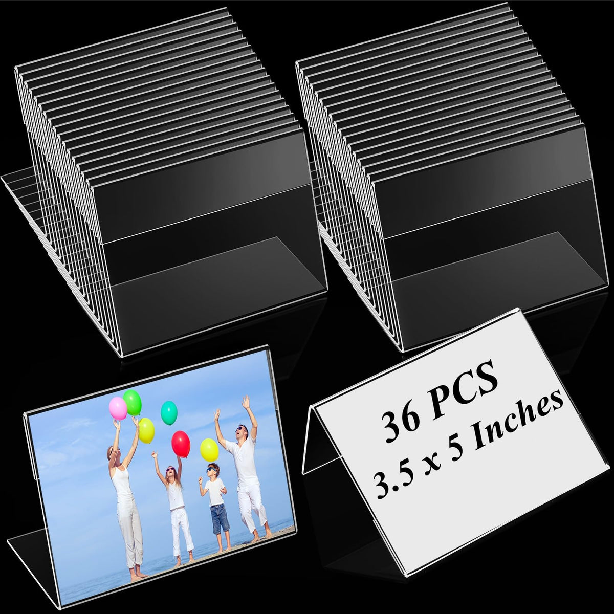 Teling 12 Pcs 3.5 x 5 Acrylic Picture Frame Sign Holder Stand Clear