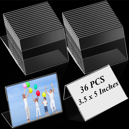 Teling 12 Pcs 3.5 x 5 Acrylic Picture Frame Sign Holder Stand Clear