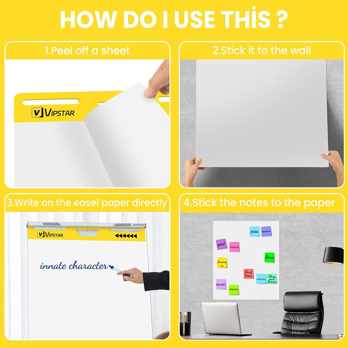 VIPSTAR Sticky Easel Pad, 25 x 30 in, Flip Chart Paper for Teachers, 6 Pads