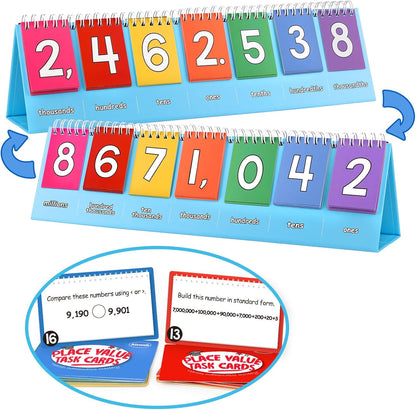 Aizweb Student Place Value Flip Chart,Math Manipulatives,Double-Sided with Whole Number & Decimals,1st 2nd 3rd Grade Classroom Must Haves,Homeschool Teacher Back to School Supplies Teaching Essentials