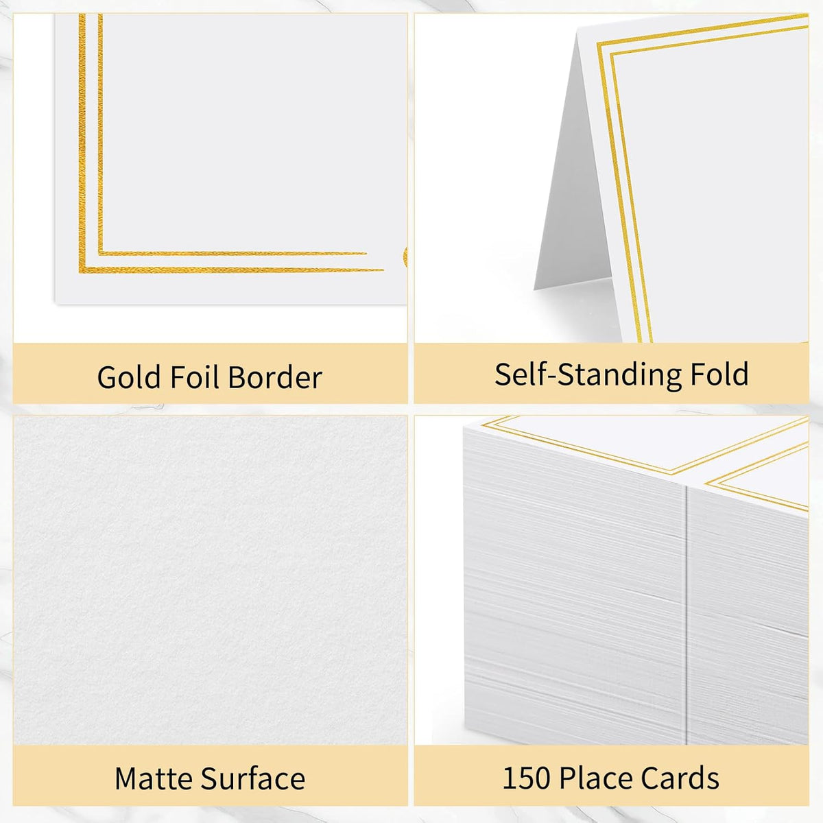 150Pcs Place Cards for Table Setting Wedding Cards with Gold Foil Border