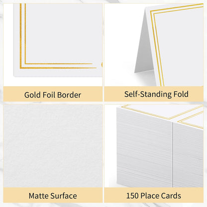 150Pcs Place Cards for Table Setting Wedding Cards with Gold Foil Border
