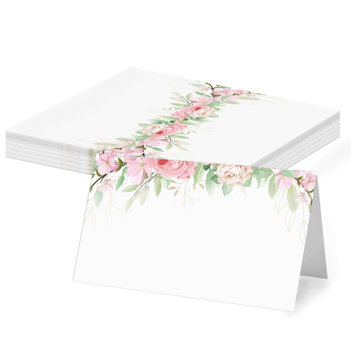 Green Striped Place Cards, Watercolor Tent Cards for Table Settings