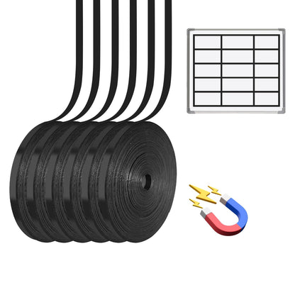Magnetic Whiteboard Tape for Office,Fine Line Gridding Tape - 1/5 in x 40 yd x 24 mil,High Energy Thin Strip Magnets,Black 120 Feet