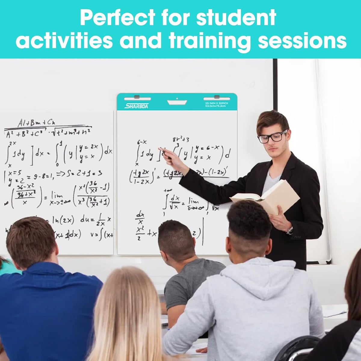 Lined Sticky Easel Pad, 25 * 30 inch,Self-Stick Flip Chart Paper, Super Adhesive & Bleed-Resistant,Micro-Perforated Tear,Classroom Teacher Office Presentation Pads,10 Pads/Pack,300 Sheets