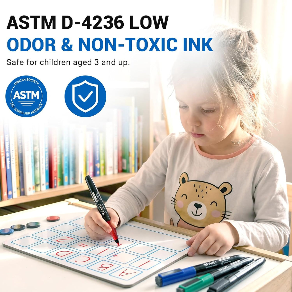 SFAIH 15 Colors Magnetic Dry Erase Markers, 0.7mm Ultra Fine, with Eraser