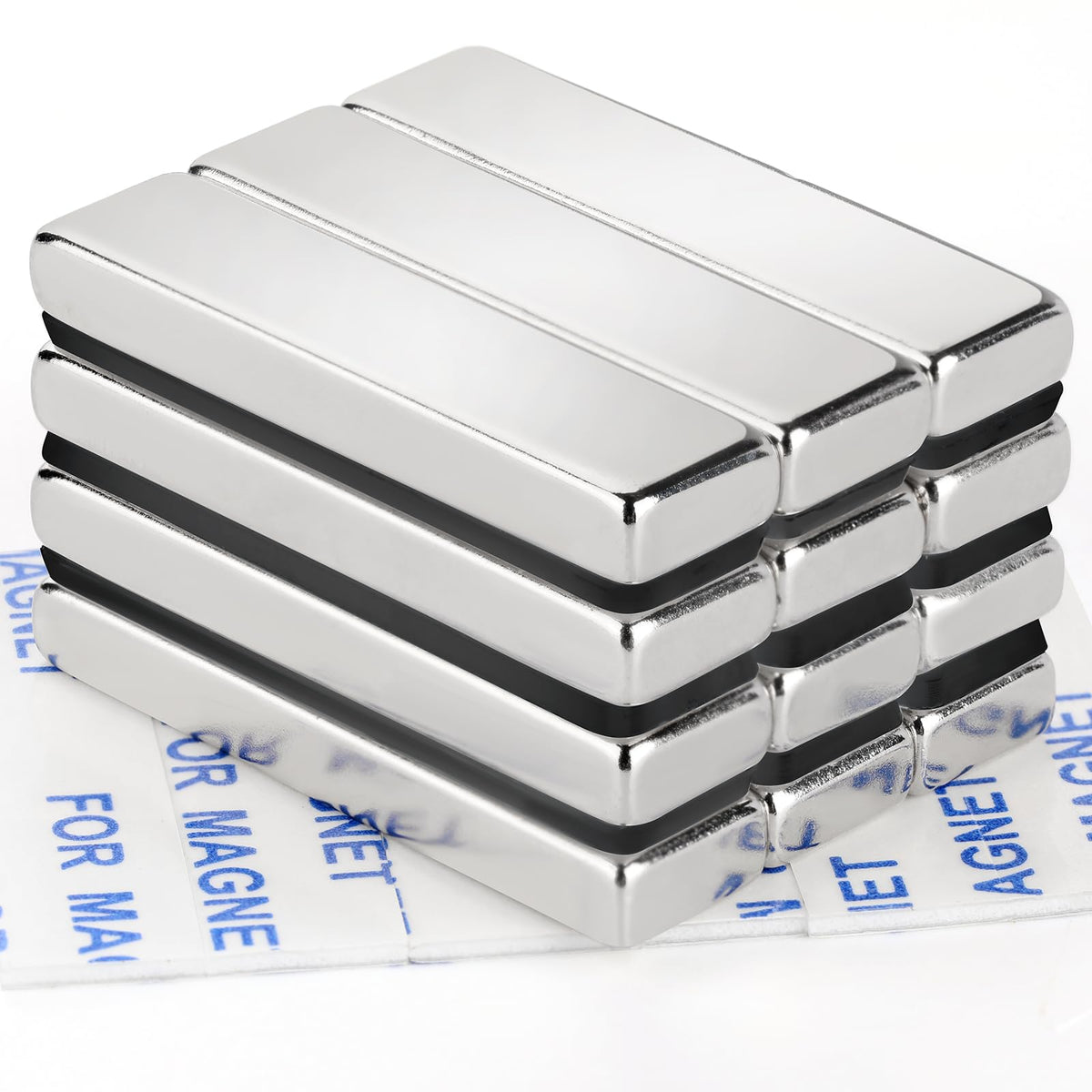 DIYMAG Strong Magnets, 12 Pack Neodymium Magnetic Strips Adhensive Backing