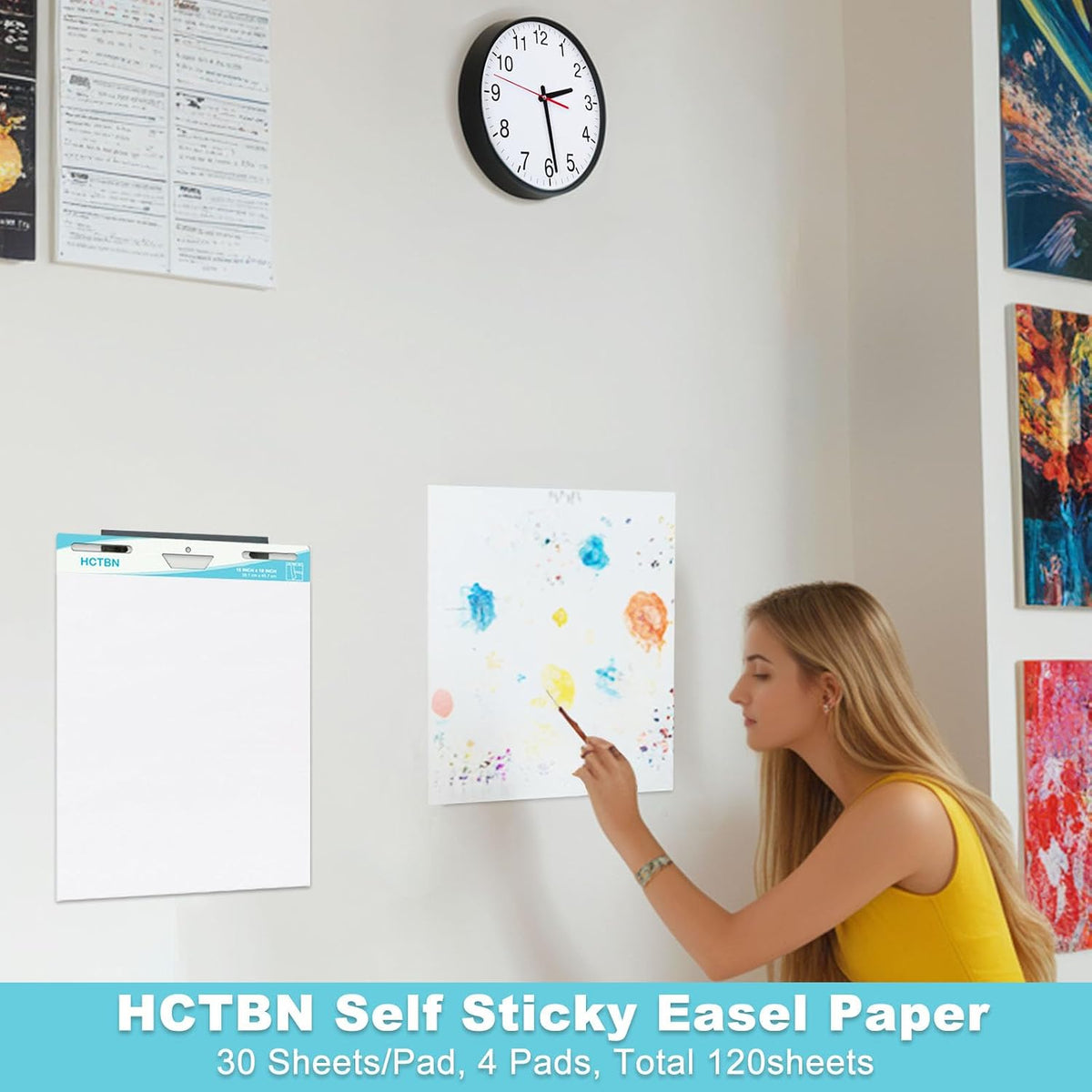 HCTBN 120 Sheets Self-Stick Mini Easel Pad 15 X 18 in, Teacher Paper Chart
