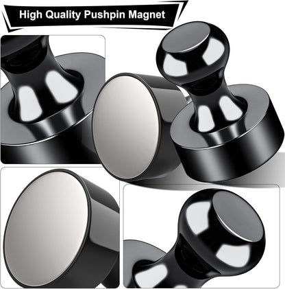 Metallic Magnets, Refrigerator Magnets, 20 Pack Black Magnetic Push Pins, Strong Fridge Magnets, Multi-use Whiteboard Magnets Perfect for Kitchen Office Classroom