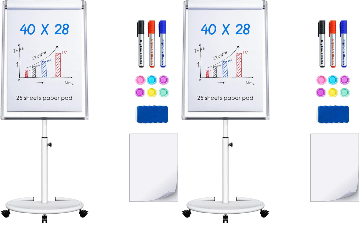 Maxtek Whiteboard on Wheels 40 x 28 in, Magnetic Rolling Dry Erase Easel