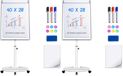 Maxtek Whiteboard on Wheels 40 x 28 in, Magnetic Rolling Dry Erase Easel