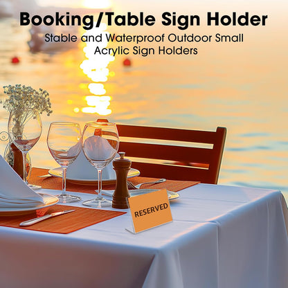 30 PCS Small Acrylic Sign Holder 3.5" x 2", Mini Acrylic Food Sign Labels for Party Buffet, Retail Price Display Holder, Clear Plastic Table Counter Top Stand for Place Cards, Name Card, Wedding Signs