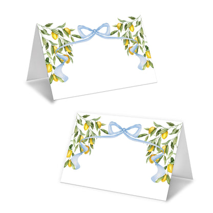Lemon On Branch Place Cards For Girls, Italy Yellow Lemon Name Card For Table Setting, Spring Summer Party Favors Supplies, Mediterranean Tent Cards Decor For Bridal Shower Wedding Baby Shower -13