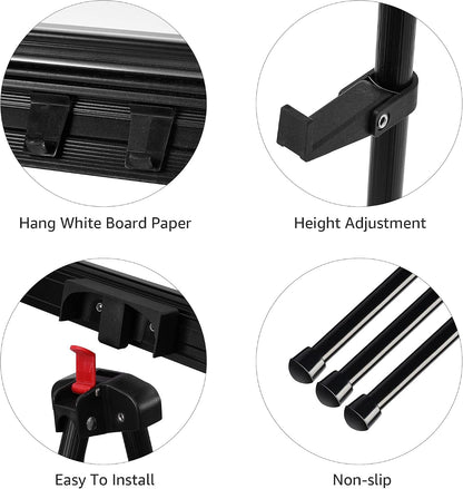 Amazon Basics High Boardroom Aluminum Flipchart Whiteboard and Display Easel Stand with Adjustable Height Telescope Tripod, 35 x 2 x 28 Inches, Black