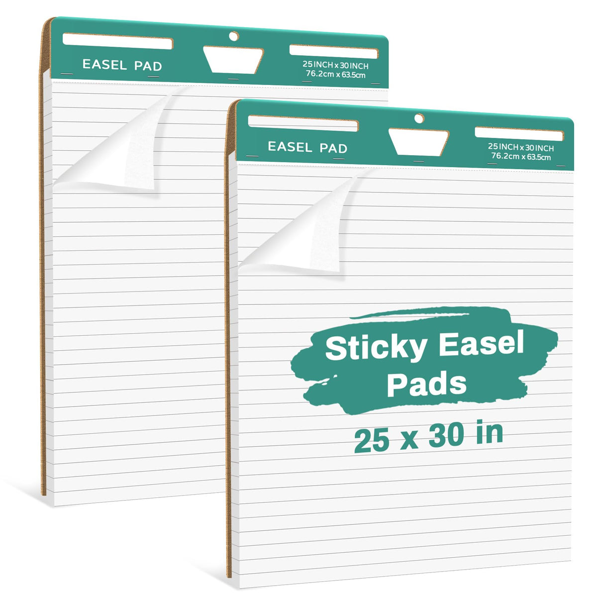 HAUTOCO Sticky Easel Pads 20x23 In, 3 Pack White Lined Flip Chart Paper