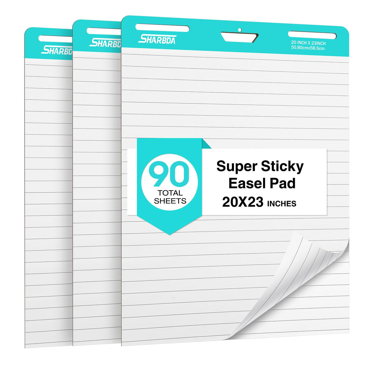 Sticky Easel Pad, 25 * 30 inch,Self-Stick Flip Chart Paper, Super Adhesive & Bleed-Resistant,Micro-Perforated Tear,Classroom Teacher Office Presentation Pads,6 Pads/Pack,180 Sheets