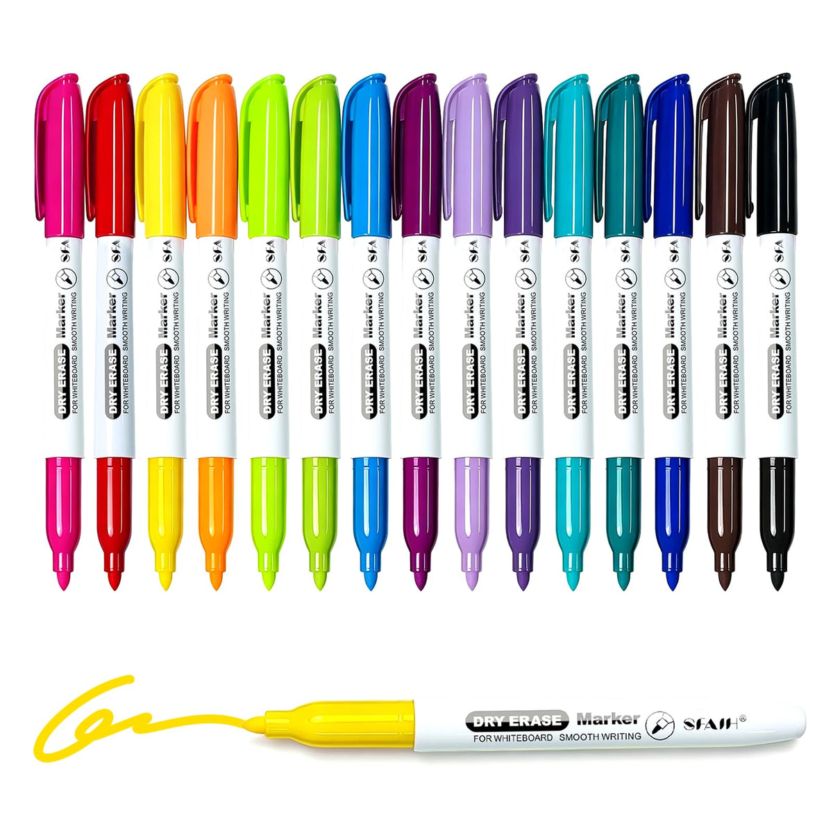 SFAIH 15 Colors Magnetic Dry Erase Markers, 0.7mm Ultra Fine, with Eraser