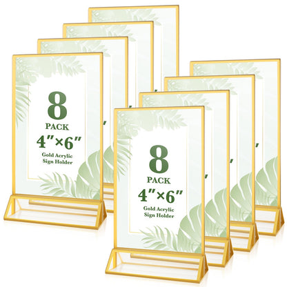12 Pack Gold Acrylic Sign Holders 4x6 Menu Flyer Holder