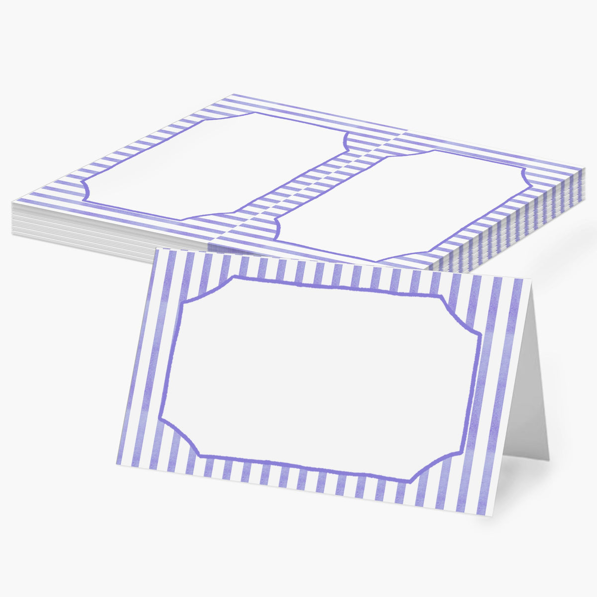 Green Striped Place Cards, Watercolor Tent Cards for Table Settings