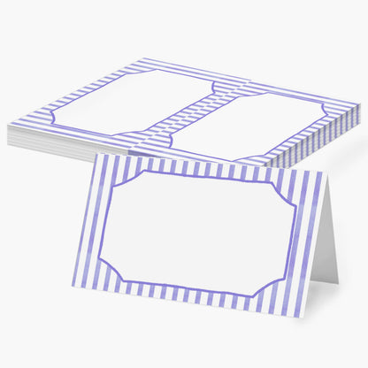 Green Striped Place Cards, Watercolor Tent Cards for Table Settings