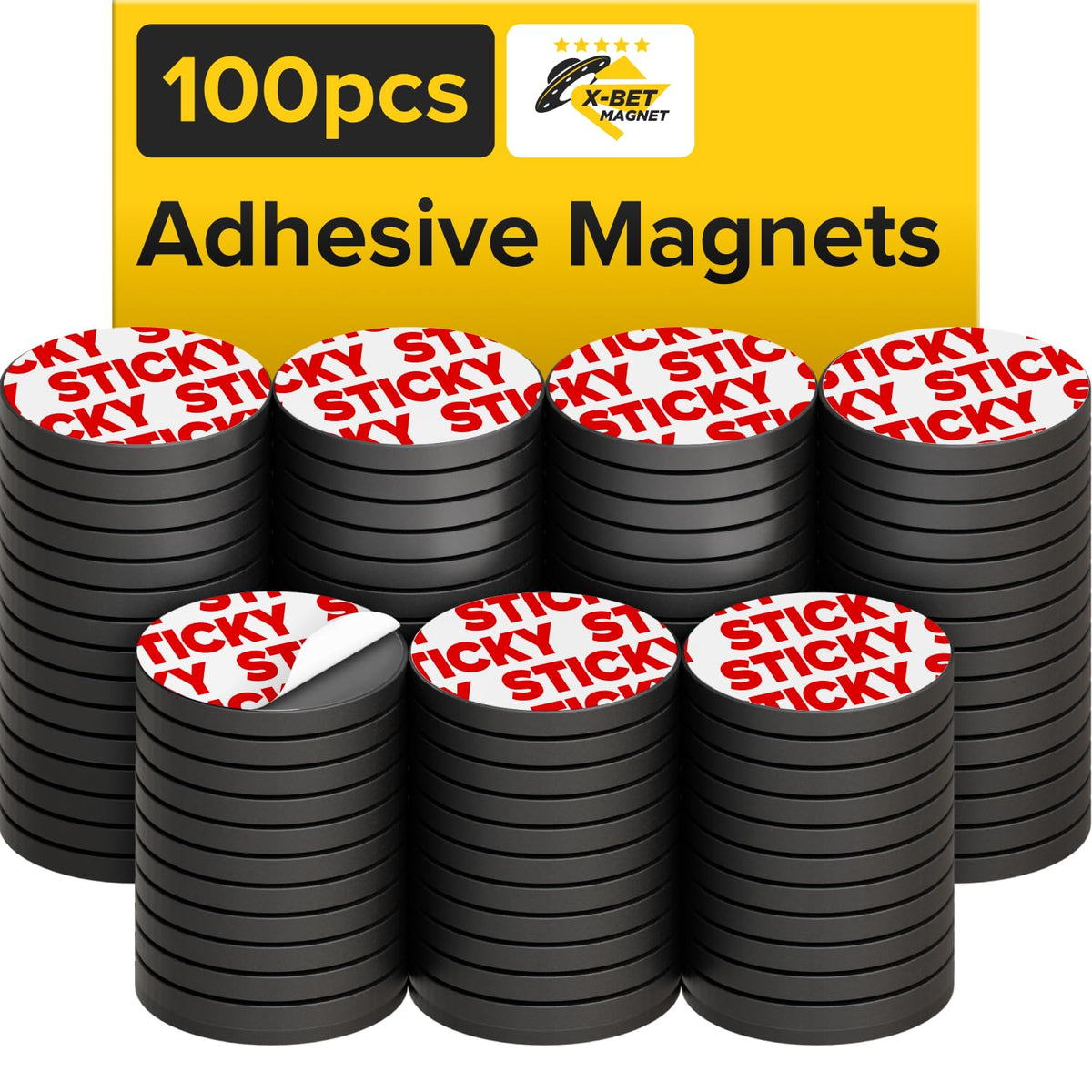 Sticky Flexible Adhesive Magnets for Crafts, 0.8"x0.08" (20x2mm), 45 pcs