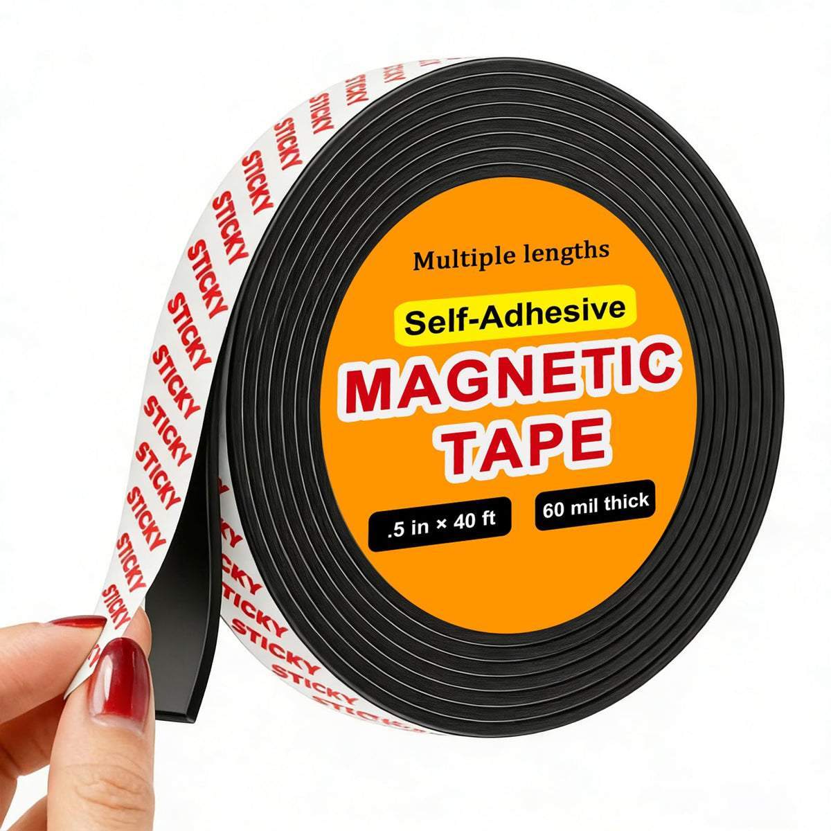 Towjug Magnetic Tape 10ft x 1/2in Fridge Magnets with Adhesive Backing Roll