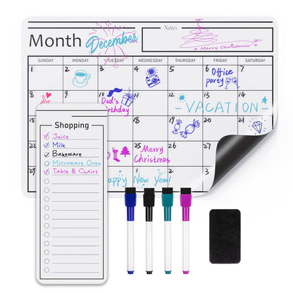 Amazon Basics Magnetic Dry Erase Board for Fridge, Whiteboard Sheet, 20" x 13", with 2 Markers and Eraser
