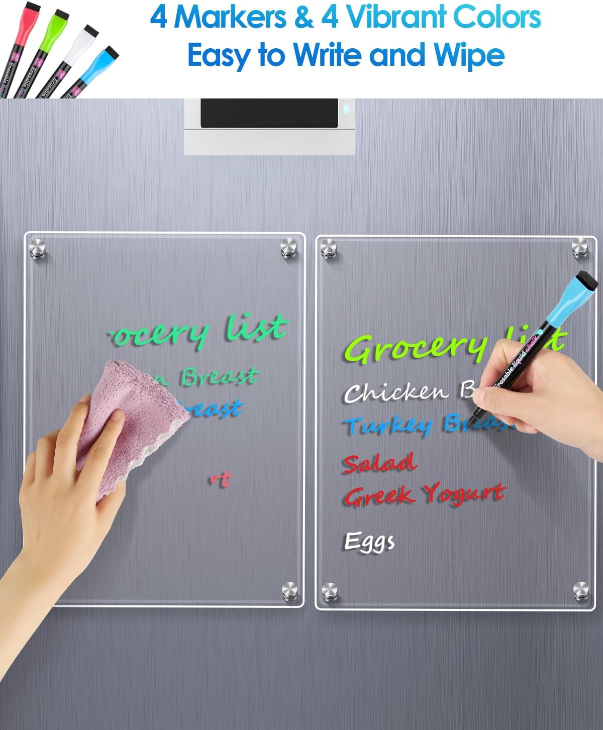 MaxGear Acrylic Magnetic Whiteboard for Fridge, 12 x 8 Inch Dry Erase Board