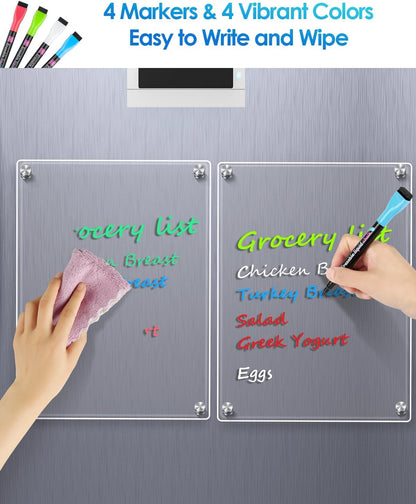 MaxGear Acrylic Magnetic Whiteboard for Fridge, 12 x 8 Inch Dry Erase Board