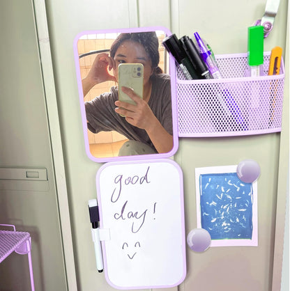 Svartur Locker Accessories for Girls with Magnetic whiteboard, Locker Mirror and Pen Holder, Pink Locker Decoration for School Locker, Back to School Essentials, Purple