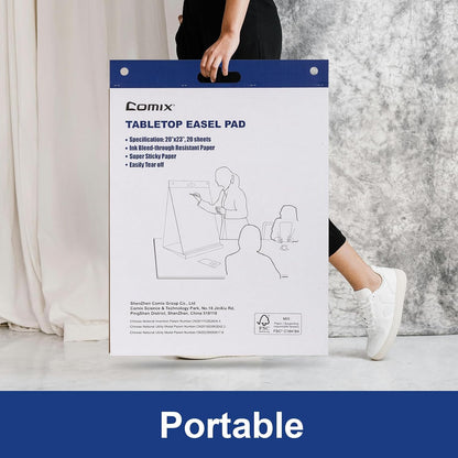 Comix Tabletop Easel Pads, 20 x 23 In Flip Chart, 20 Sheets/Pad, 2 Pads