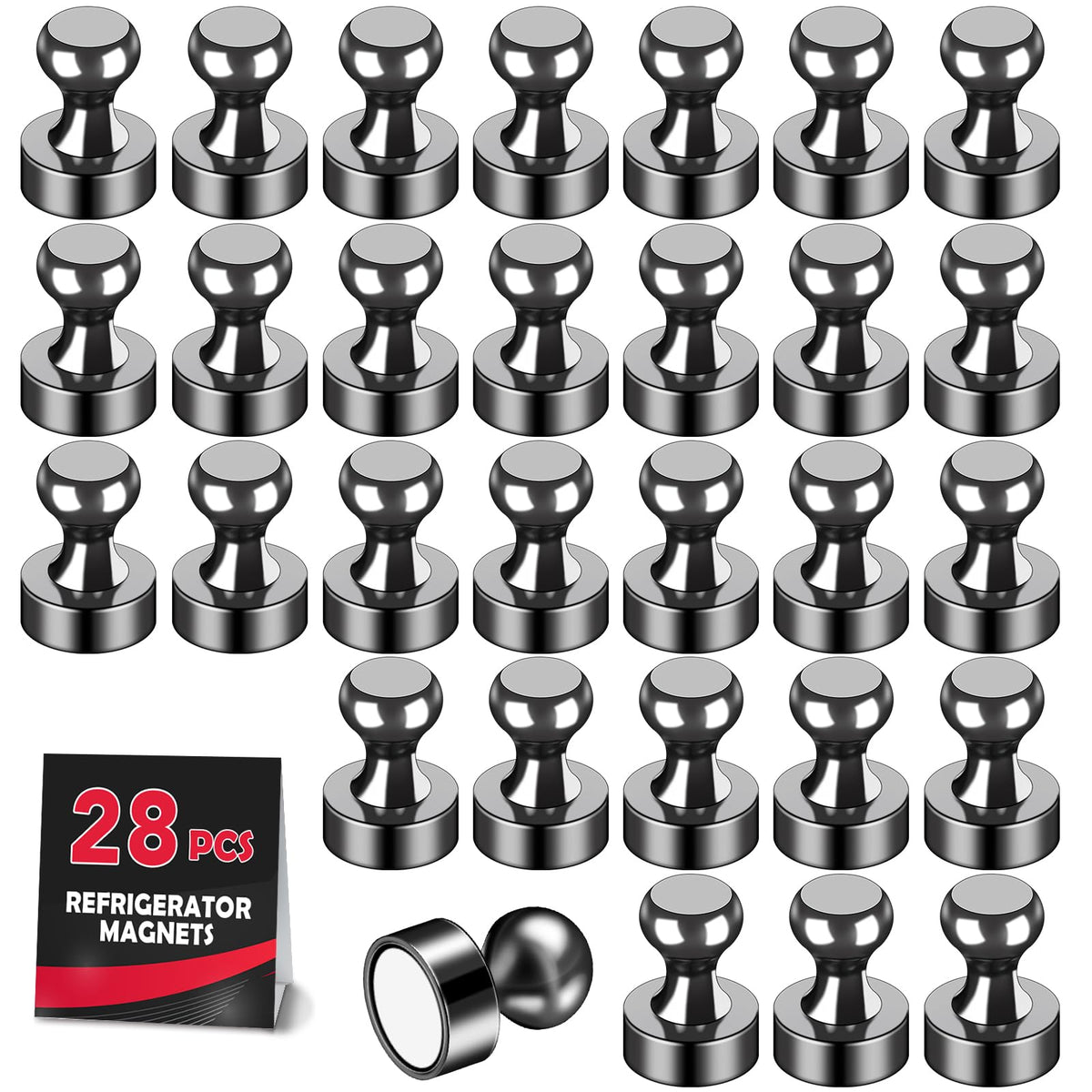 LOVIMAG Fridge Magnets 12 Pack Magnet Refrigerator Locker Whiteboard Black