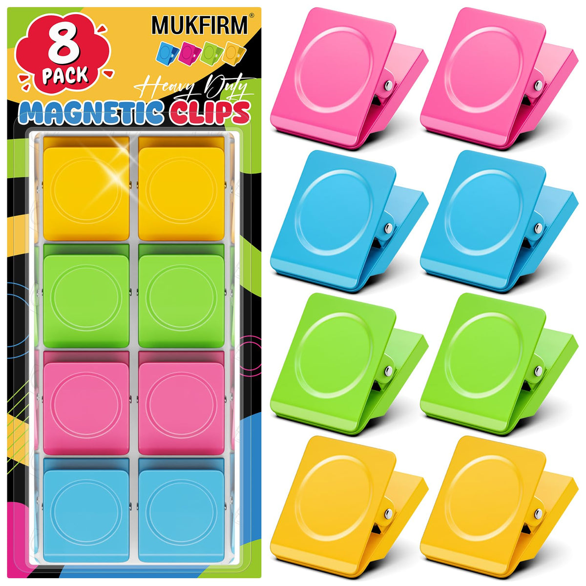 12 Pack Large Magnetic Clips Heavy Duty, Strong Magnet Clips for Notes