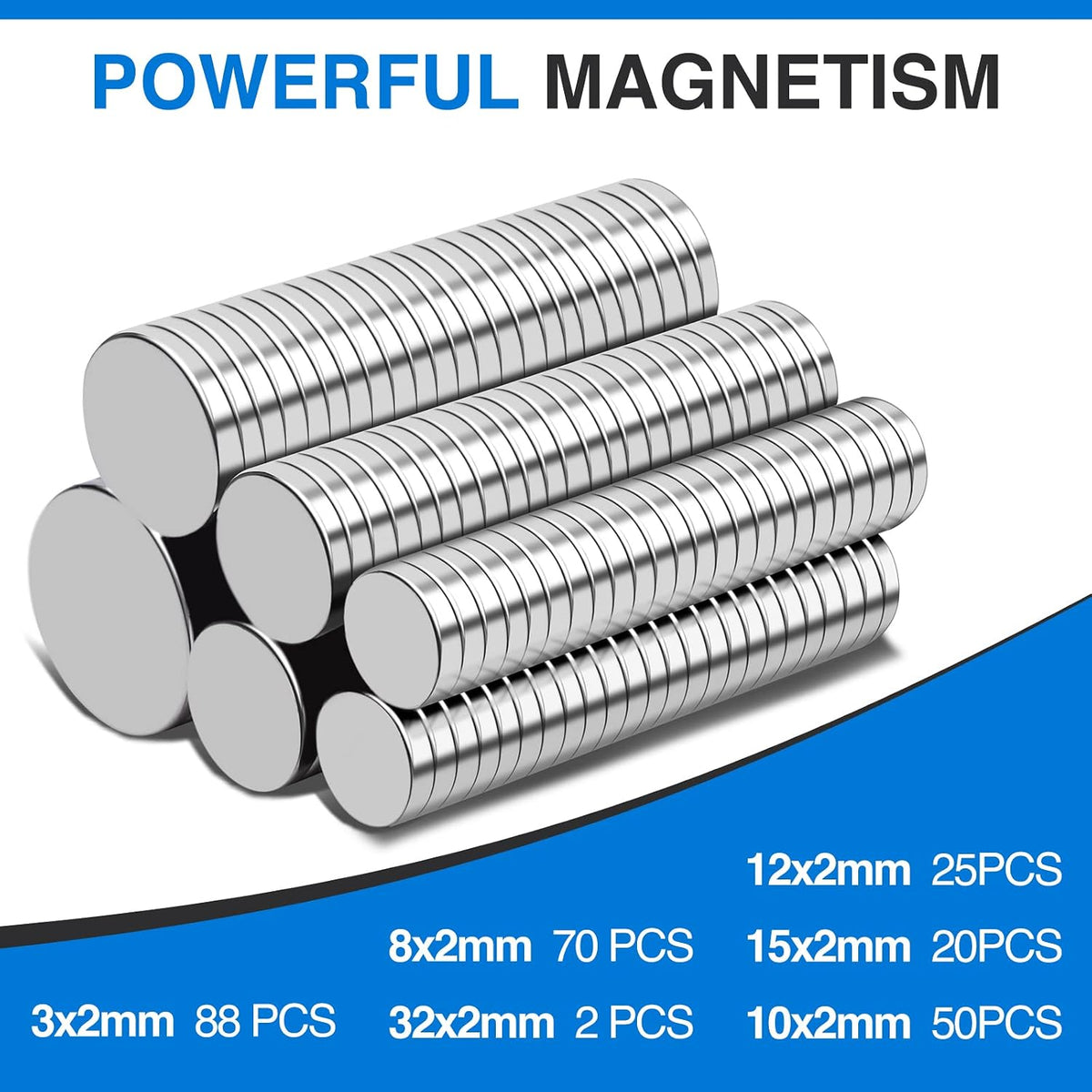 TRYMAG Small Strong Magnets, 6 Sizes Rare Earth Magnet, 255Pcs