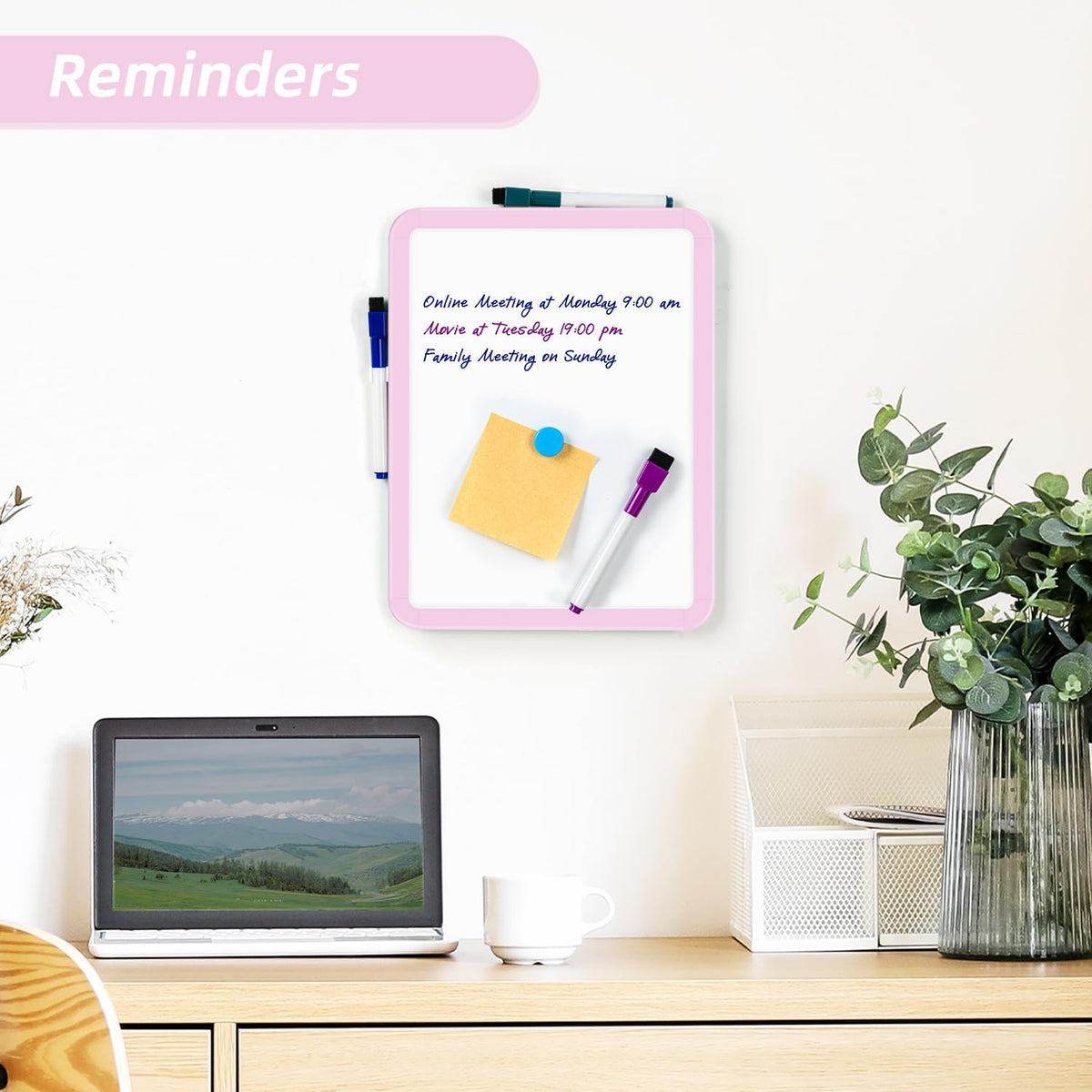 VUSIGN Magnetic Dry Erase Board, 8.5 x 11 Inches White Board, Pink