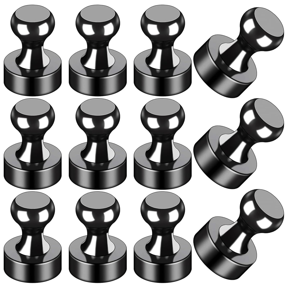 LOVIMAG Fridge Magnets 12 Pack Magnet Refrigerator Locker Whiteboard Black