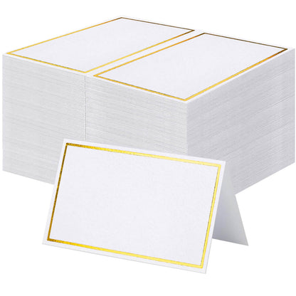 120Pcs Premium Place Cards, Small Table Cards with Gold Foil Border, 2" x 3.5" Tent Card, Escort Cards, Name Card, Wedding Place Cards for Wedding, Table, Dinner Parties, Seating Card