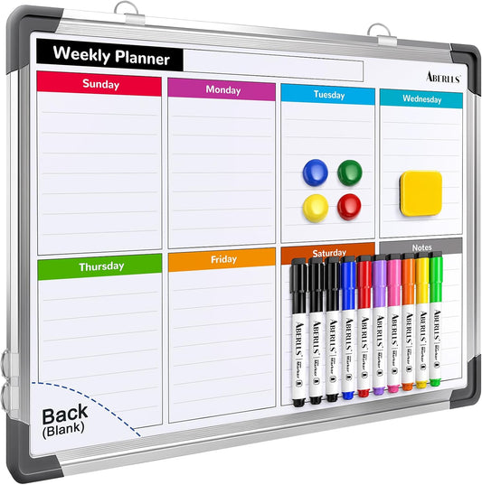 Weekly Calendar Whiteboard for Wall, Dry Erase Board, Magnetic White Board