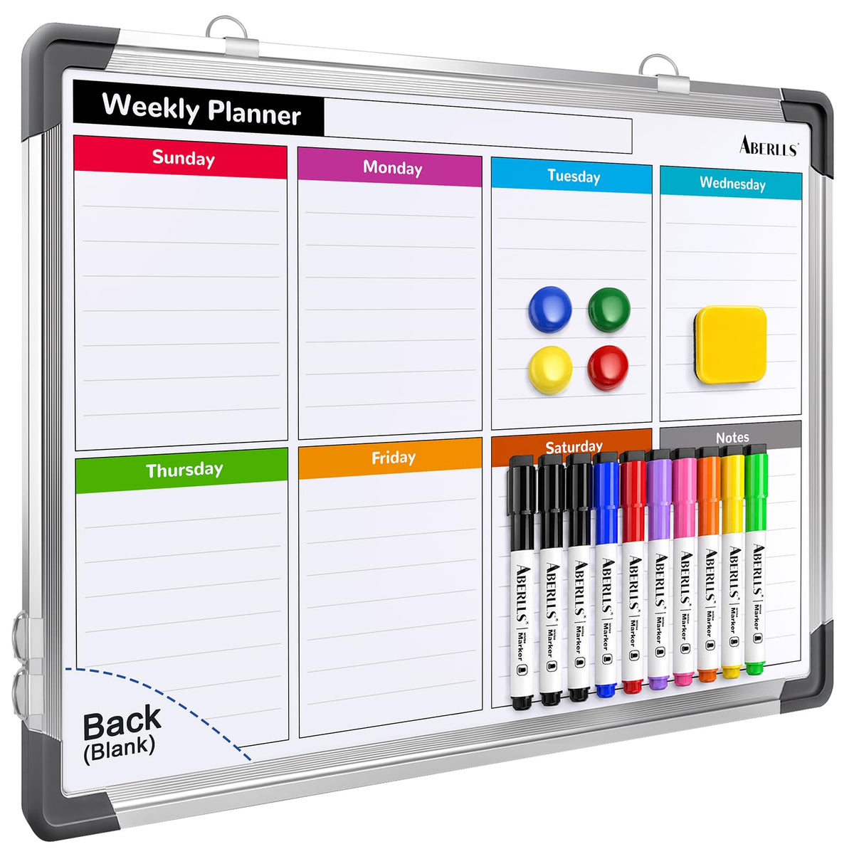 Weekly Calendar Whiteboard for Wall, Dry Erase Board, Magnetic White Board