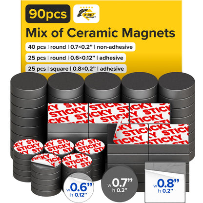 Strong Ceramic Round Adhesive Magnets, 0.7x0.12 (18x3mm), 100 Pcs