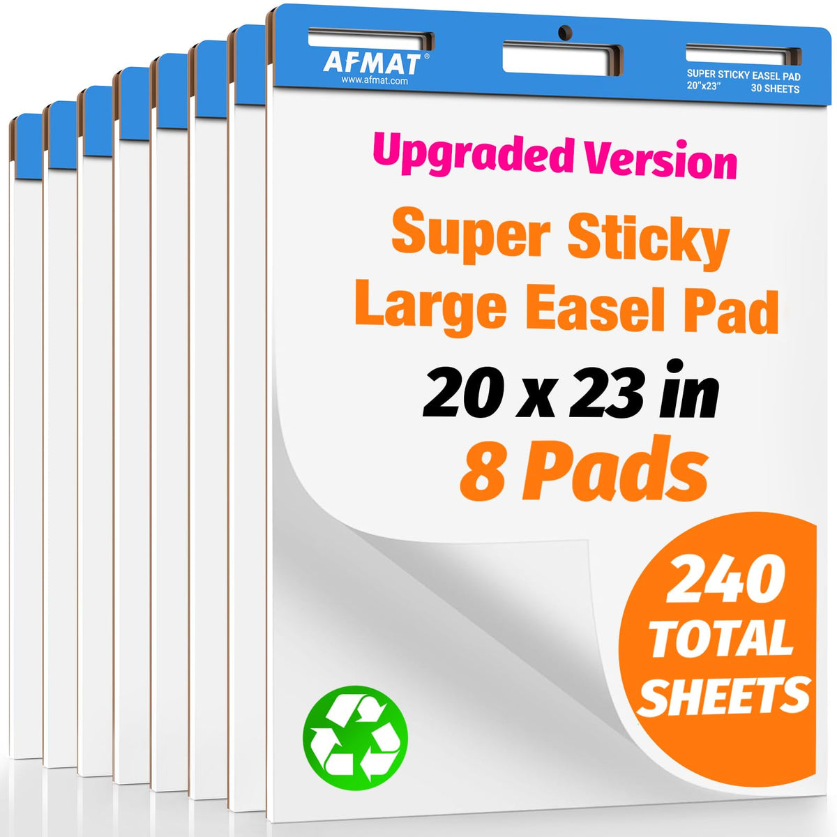 AFMAT Sticky Easel Pads, 25 in x 30 in Flip Chart Paper for Teachers, Super Sticky & Bleed-Resistant, Self-Stick Anchor Chart Paper for Office/Classroom/Whiteboard/Wall/Windows, 30 Sheets/Pad, 5 Pads EP35