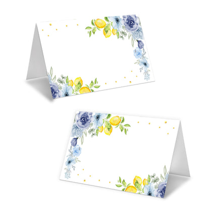 Lemon On Branch Place Cards For Girls, Italy Yellow Lemon Name Card For Table Setting, Spring Summer Party Favors Supplies, Mediterranean Tent Cards Decor For Bridal Shower Wedding Baby Shower -13