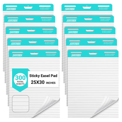 Lined Sticky Easel Pad, 25 in x 30 in,Flip Chart Paper,Sticky Chart Paper for Teachers, Large Self-Stick Easel Paper,Super Sticky & Bleed-Resistant,30 Sheets/Pad,2 Pads