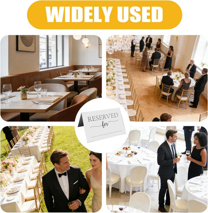 30 Pack Reserved Table Signs, 4 x 6 Inch Folded Tent Cards with Name Line